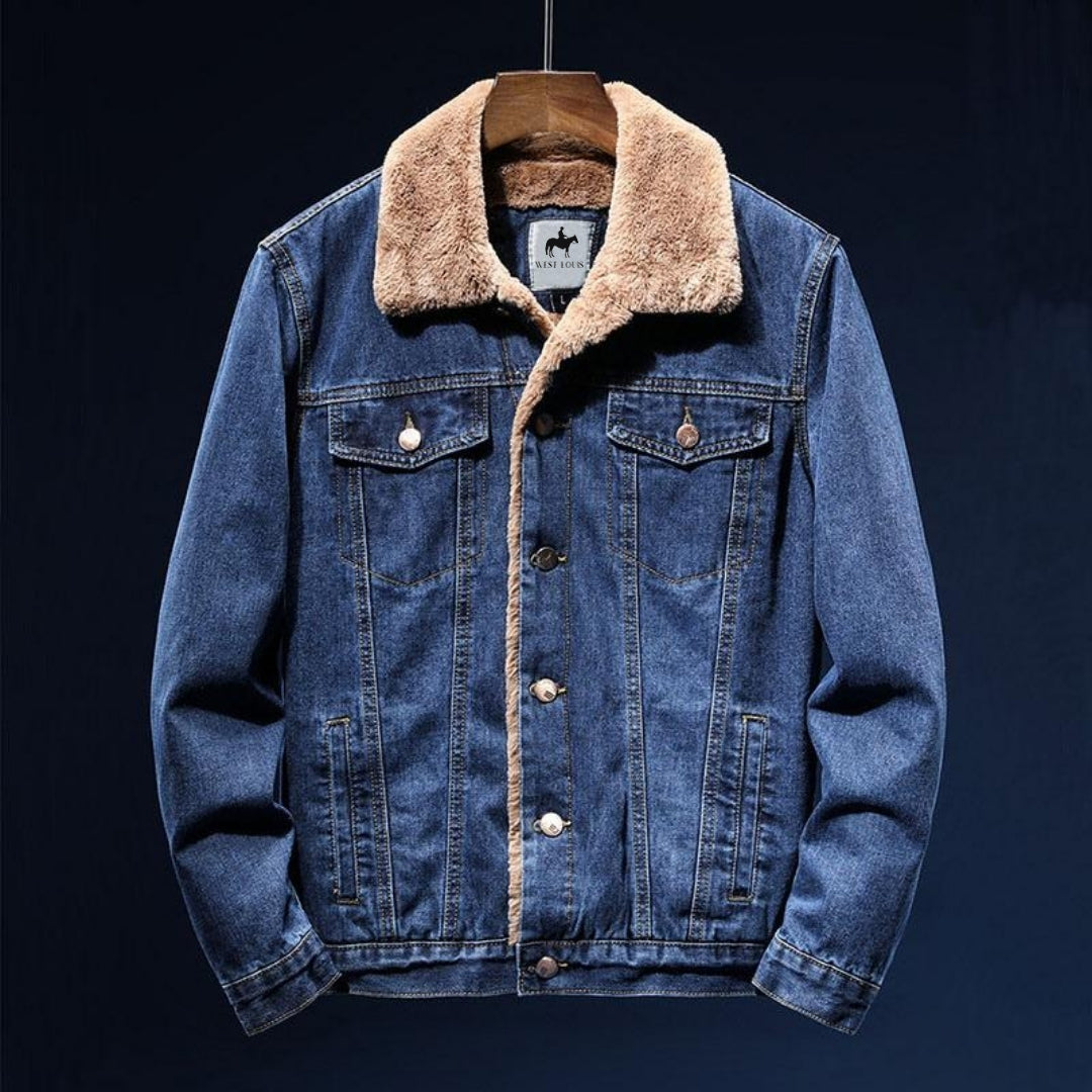 Levoire | Veste Denim Doublée Polaire Bleu foncé