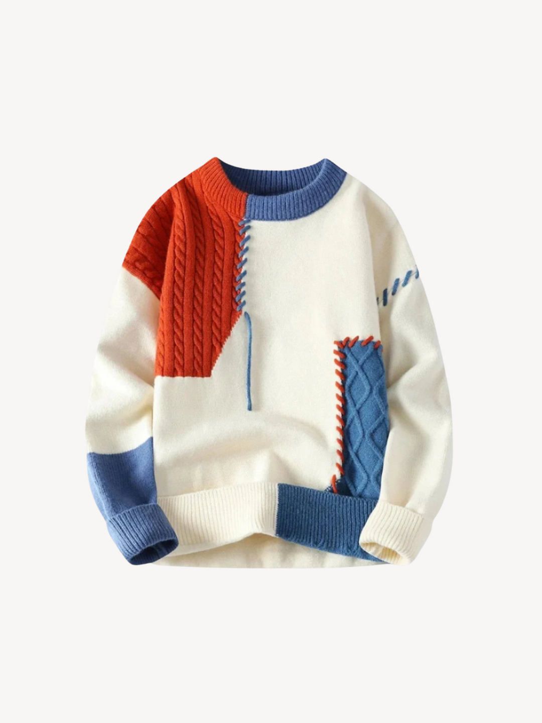 Levoire | Pull en Laine Designer Orange Bleu (Rupture de stock presque complète)