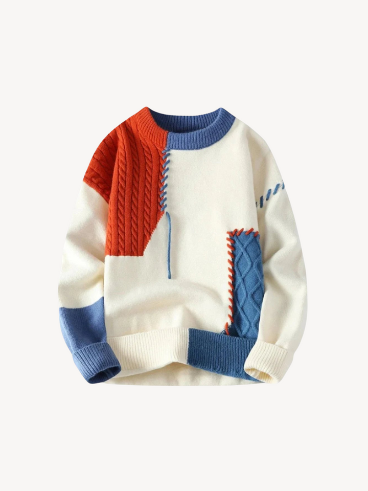 Levoire | Pull en Laine Designer Orange Bleu (Rupture de stock presque complète)