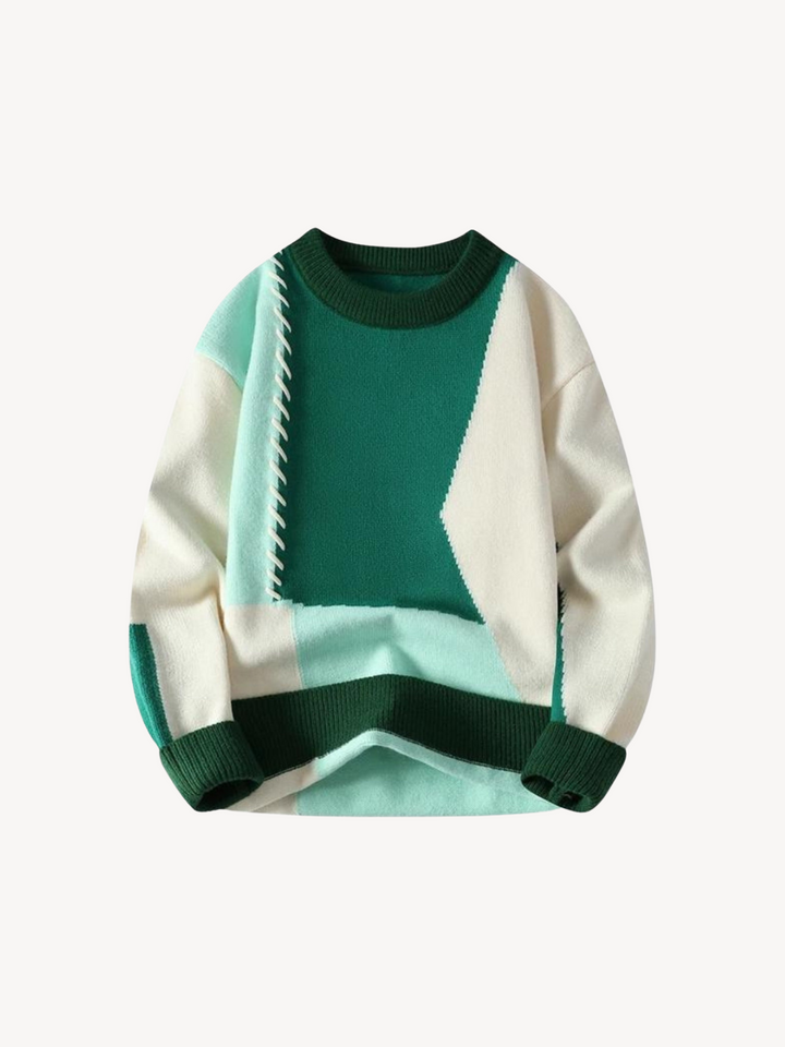 Levoire | Pull en Laine Designer Turquoise Blanc (Presque épuisé)