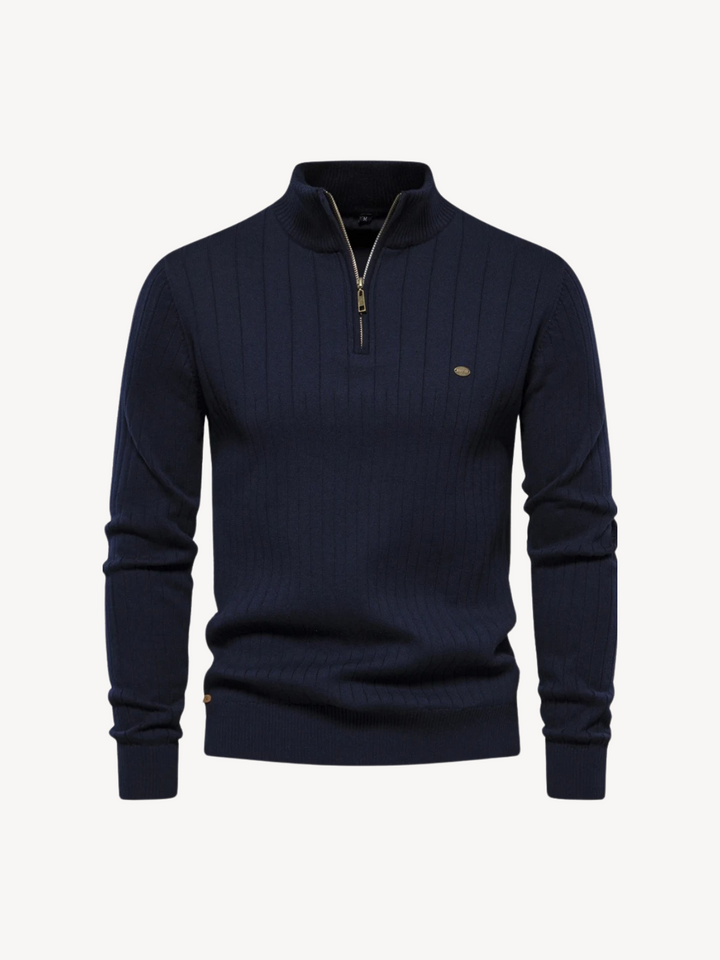 Levoire | Pull À Col Zippé Quart Bleu