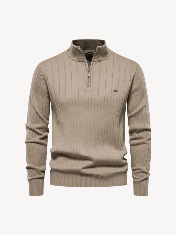 Levoire | Pull À Col Zippé Quart Beige