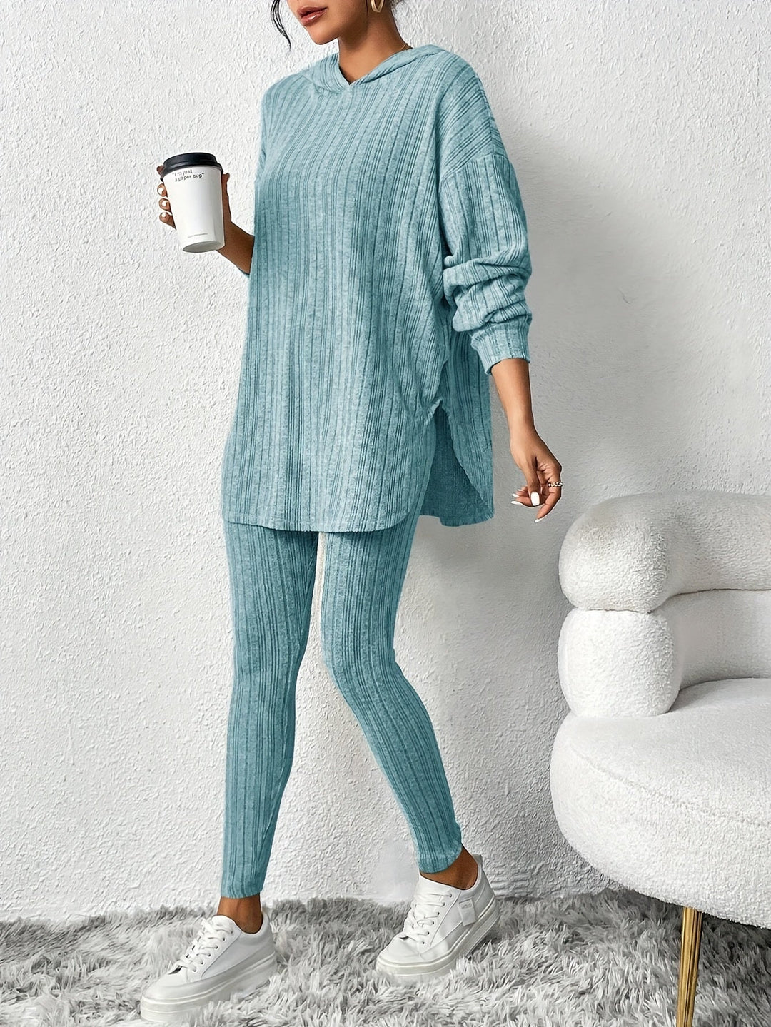 Levoire | Pull À Capuche Côtelé Avec Pantalon Skinny
