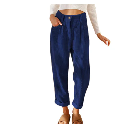 Levoire | Taille Haute Coupe Ample Pantalon Baggy Pantalon Pour Femmes Bleu