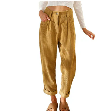 Levoire | Taille Haute Coupe Ample Pantalon Baggy Pantalon Pour Femmes Khaki