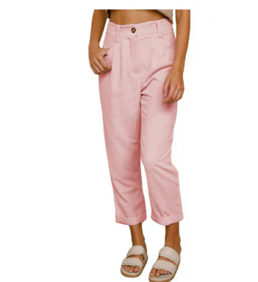 Levoire | Taille Haute Coupe Ample Pantalon Baggy Pantalon Pour Femmes Rosa