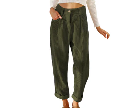 Levoire | Taille Haute Coupe Ample Pantalon Baggy Pantalon Pour Femmes vert olive