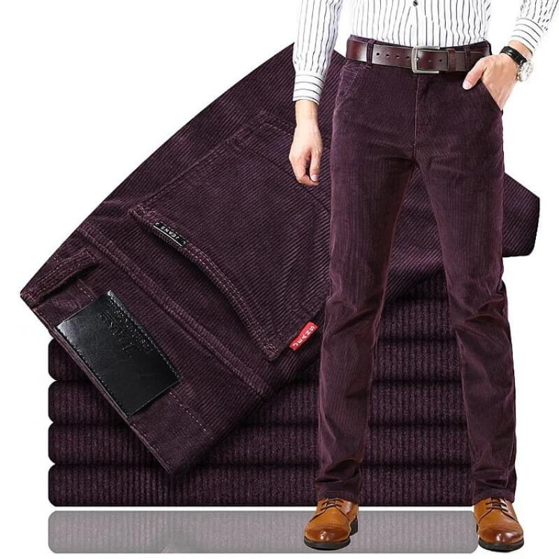 Levoire | Pantalon Homme Regular Fit Droit Jeans Pantalons Hommes Rouge vin