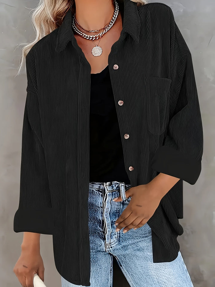 Levoire | Chemise Décontractée À Boutons Surdimensionnée Pour Femmes Noir