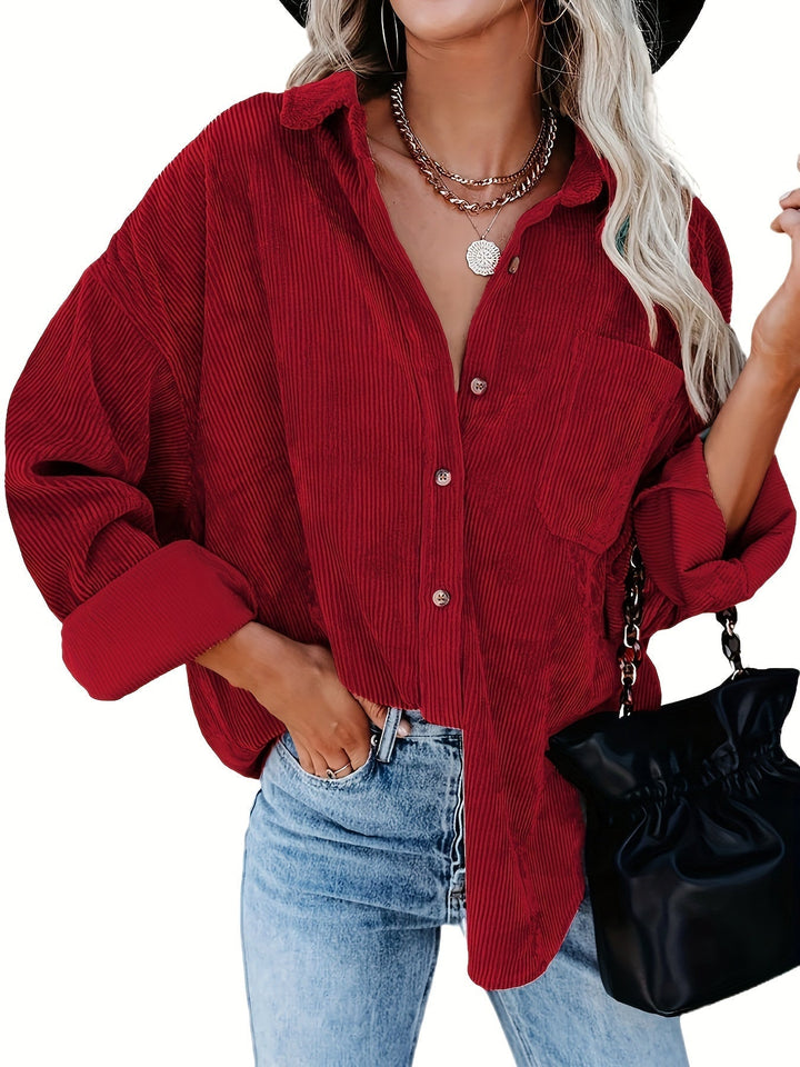 Levoire | Chemise Décontractée À Boutons Surdimensionnée Pour Femmes Bourgogne