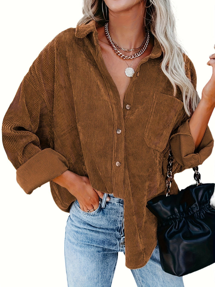 Levoire | Chemise Décontractée À Boutons Surdimensionnée Pour Femmes Khaki