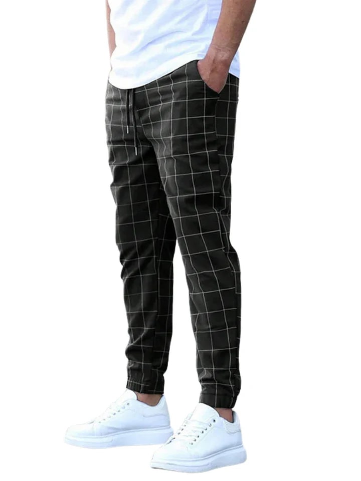 Levoire | Pantalon À Carreaux Stylistique Pour Homme Noir