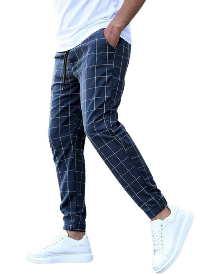 Levoire | Pantalon À Carreaux Stylistique Pour Homme Bleu