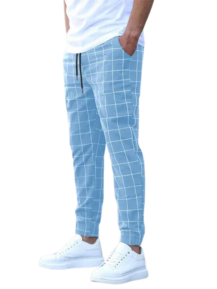 Levoire | Pantalon À Carreaux Stylistique Pour Homme Bleu ciel