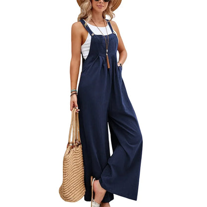 Levoire | Combinaison Legère Ete Confortable Femmes Jumpsuit bleu