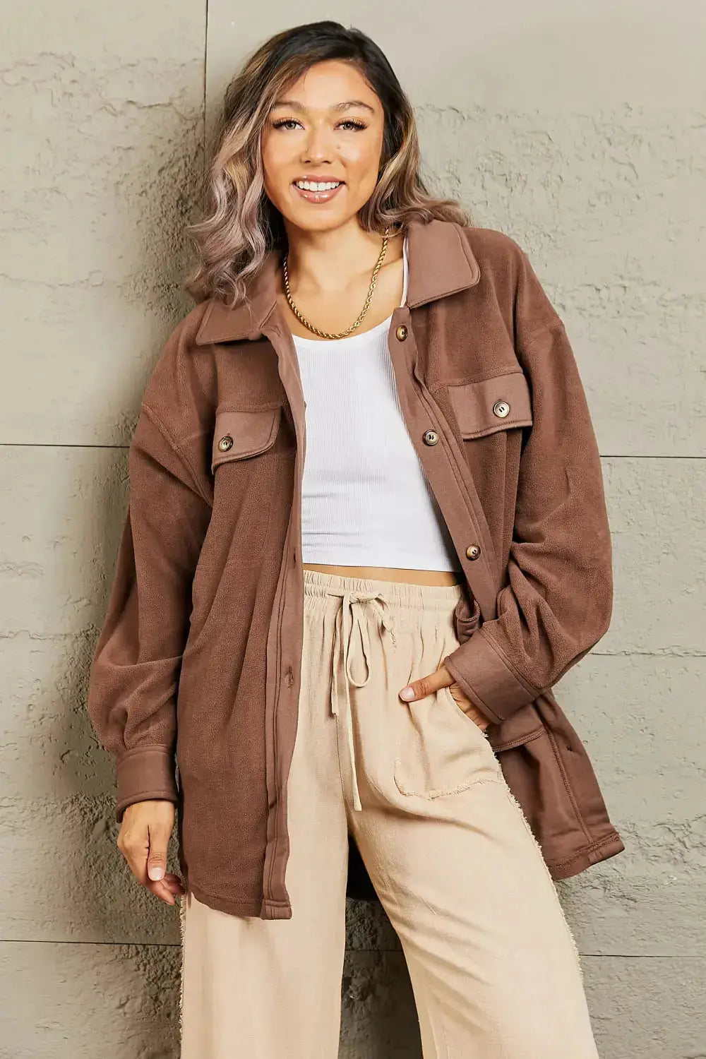Levoire | Veste Féminine Avec Fermeture À Boutons Marron foncé