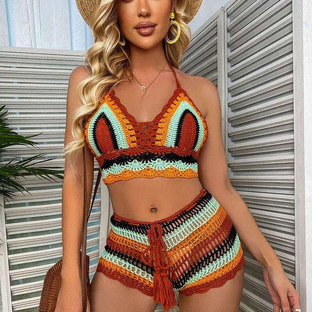 Levoire | Ensemble de bikini crocheté Marron