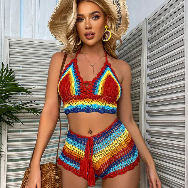 Levoire | Ensemble de bikini crocheté Rouge