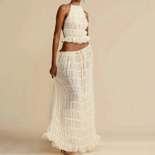 Levoire | Top Et Jupe Ensemble Dos Ouvert Haut-Décolleté Jupe Maxi Ensemble Deux Pièces