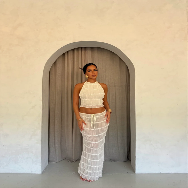 Levoire | Top Et Jupe Ensemble Dos Ouvert Haut-Décolleté Jupe Maxi Ensemble Deux Pièces