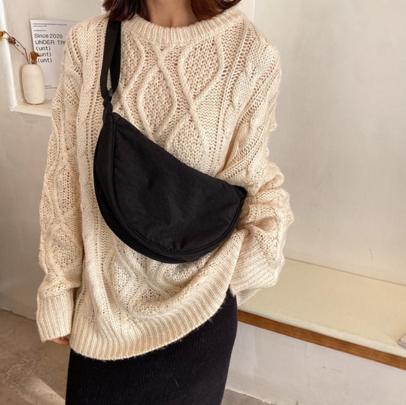 Levoire | Sac Bandoulière Demi-Lune Pour Femme Avec Bandoulière Réglable Noir