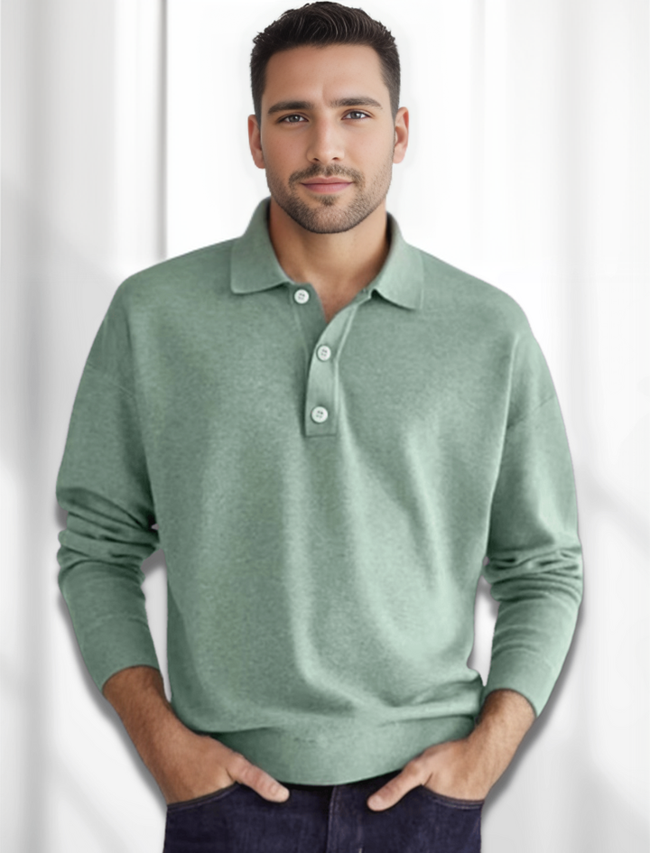 Levoire | Polo En Tricot À Manches Longues Mode Pour Hommes Vert clair