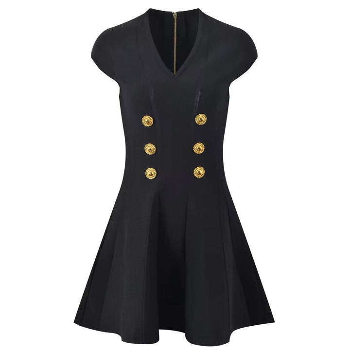 Levoire | Robe Midi Élégante Avec Des Boutons Dorés