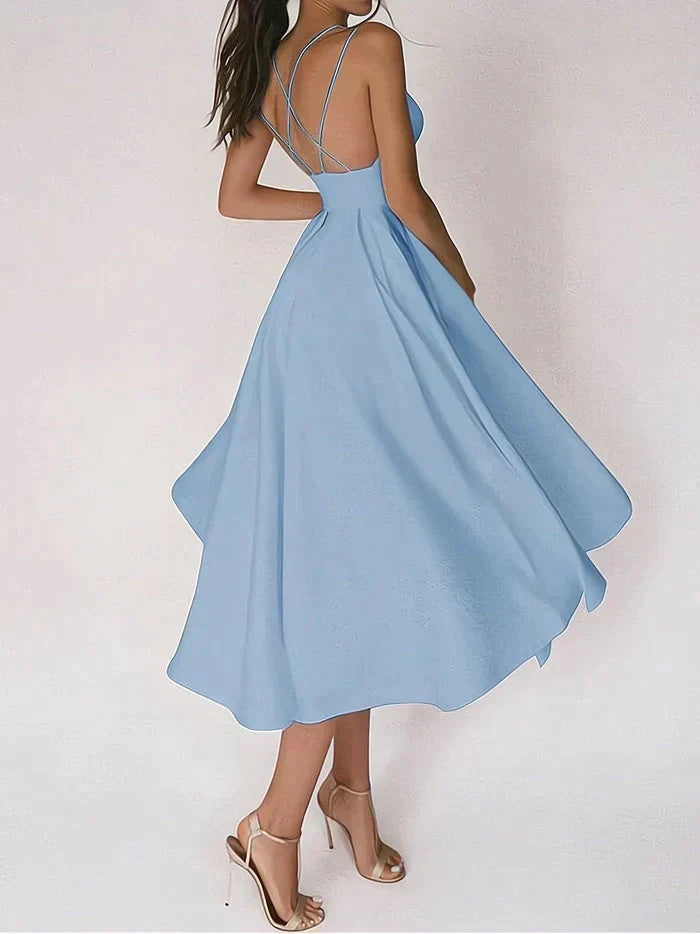 Levoire | Robe Élégante Avec Décolleté En V Beau Style Bleu clair