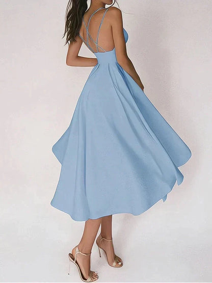 Levoire | Robe Élégante Avec Décolleté En V Beau Style Bleu clair
