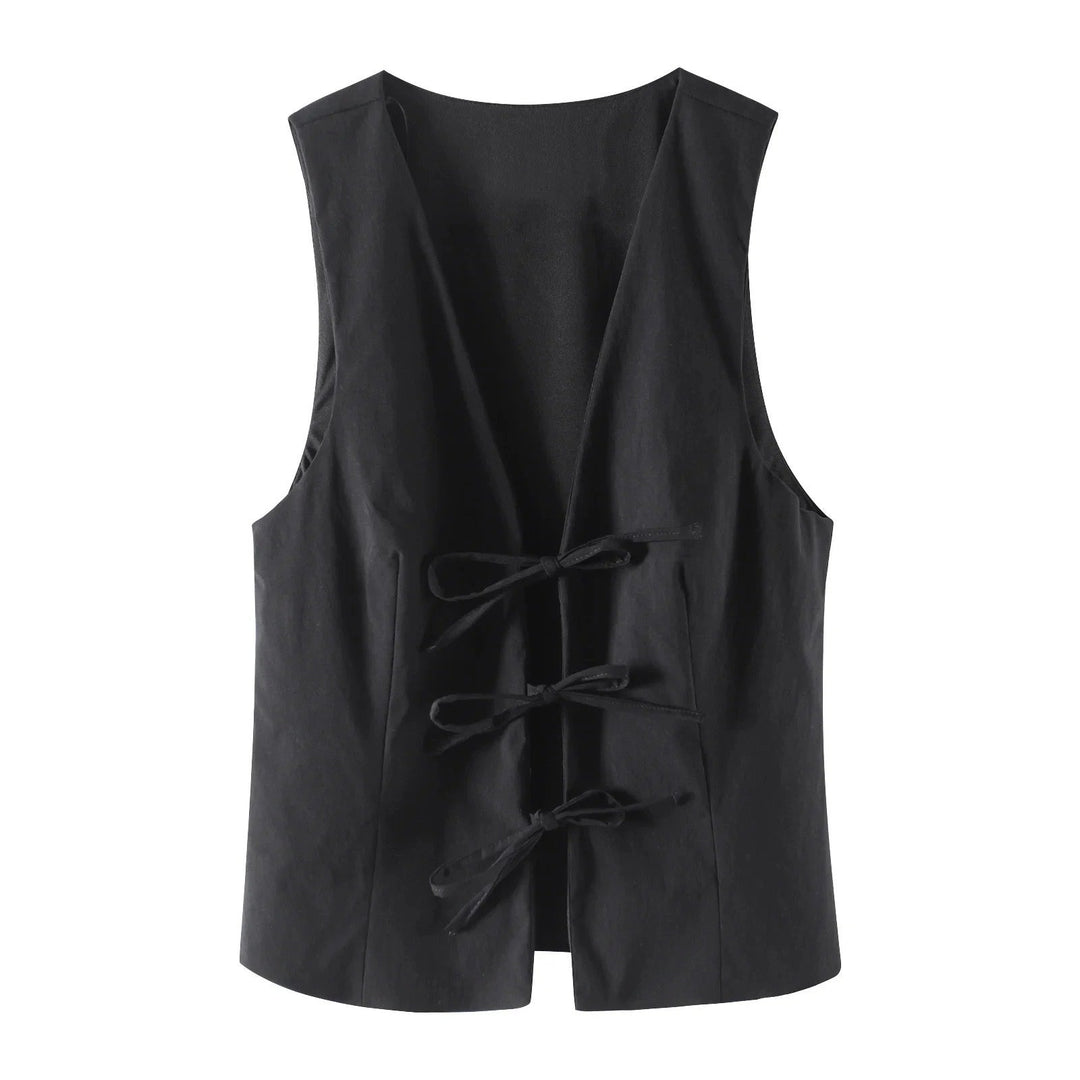 Levoire | Chemisier Léger Sans Manches Avec Lacets Noir