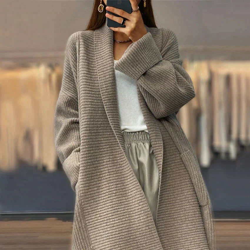 Levoire | Cardigan Long Pour Femme - Chaud Kaki