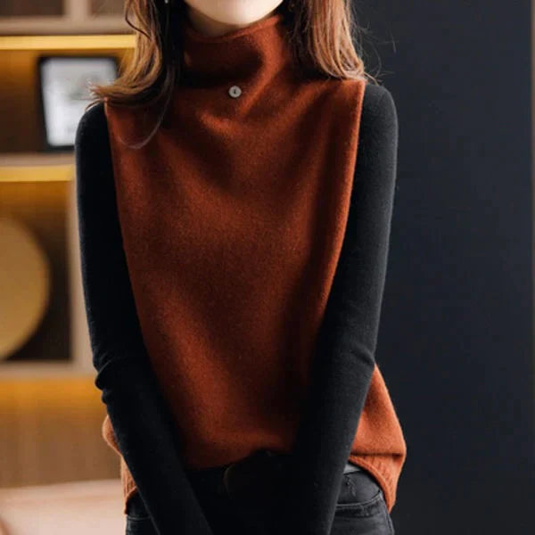 Levoire | Gilet Col Roulé Stylé Marron foncé
