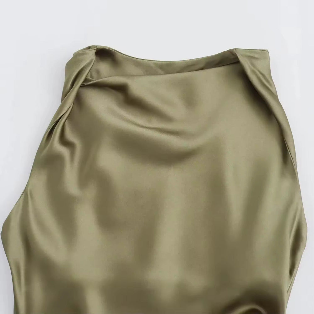 Levoire | Robe Maxi Satin Drapé Élégante