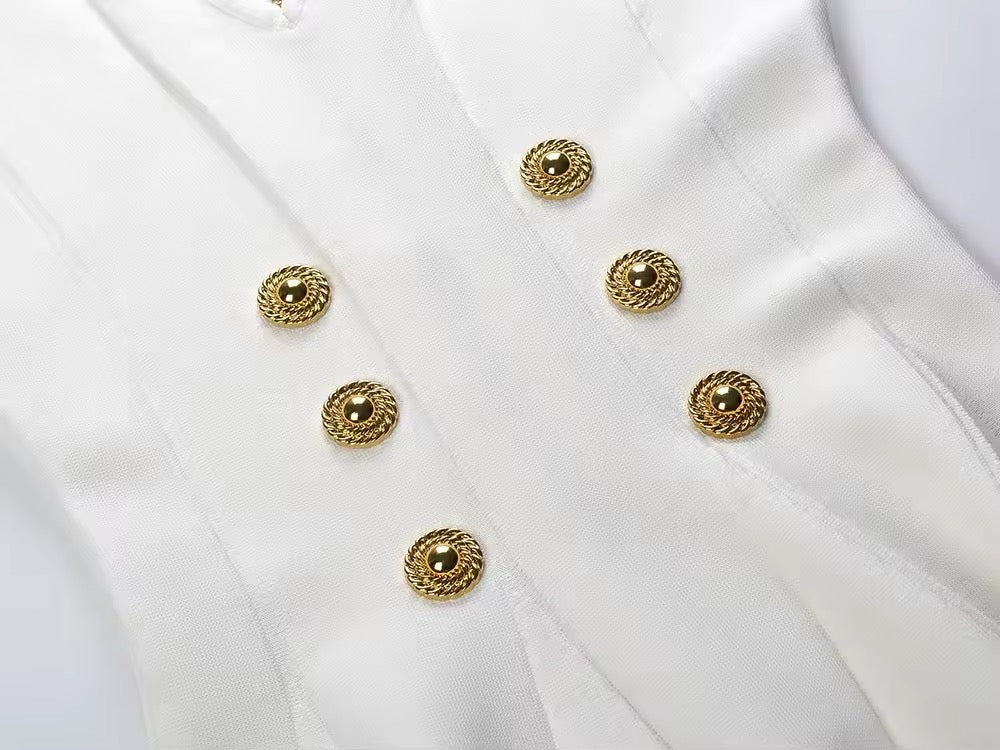 Levoire | Robe Midi Élégante Avec Des Boutons Dorés