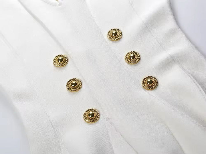 Levoire | Robe Midi Élégante Avec Des Boutons Dorés