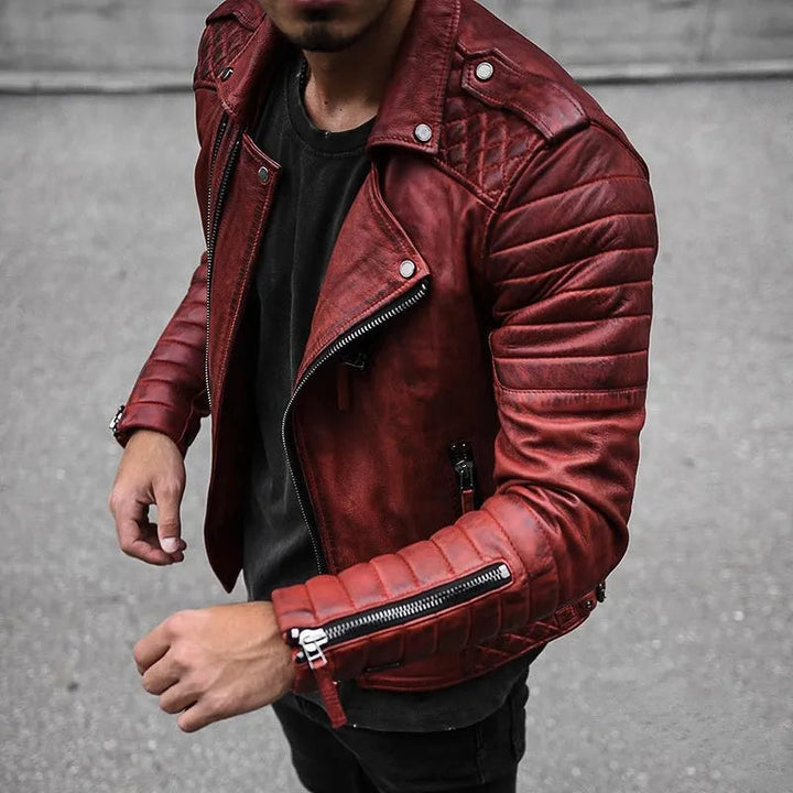 Levoire | Veste En Cuir De Haute Qualite Pour Hommes, Durable Et Elegante Rouge