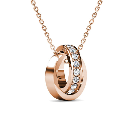 Levoire | et pendentif Circle Hoop orné de 20 cristaux Swarovski - Livraison Offerte Plaqué Or Rose 18k
