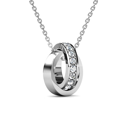 Levoire | et pendentif Circle Hoop orné de 20 cristaux Swarovski - Livraison Offerte Plaqué Rhodium