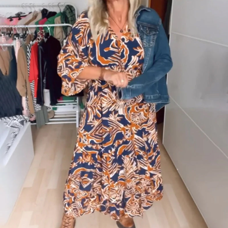Levoire | Robe Avec Col V Imprimé