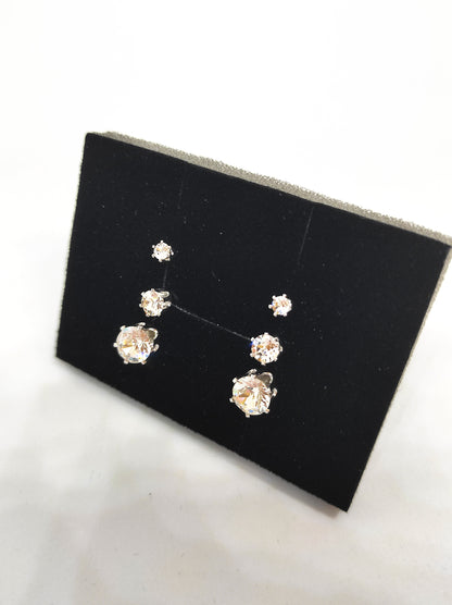 Levoire | Trinity de 3 paires de Boucles d'oreilles ornées de cristaux autrichien haute qualité - Livraison Offerte Plaqué Rhodium