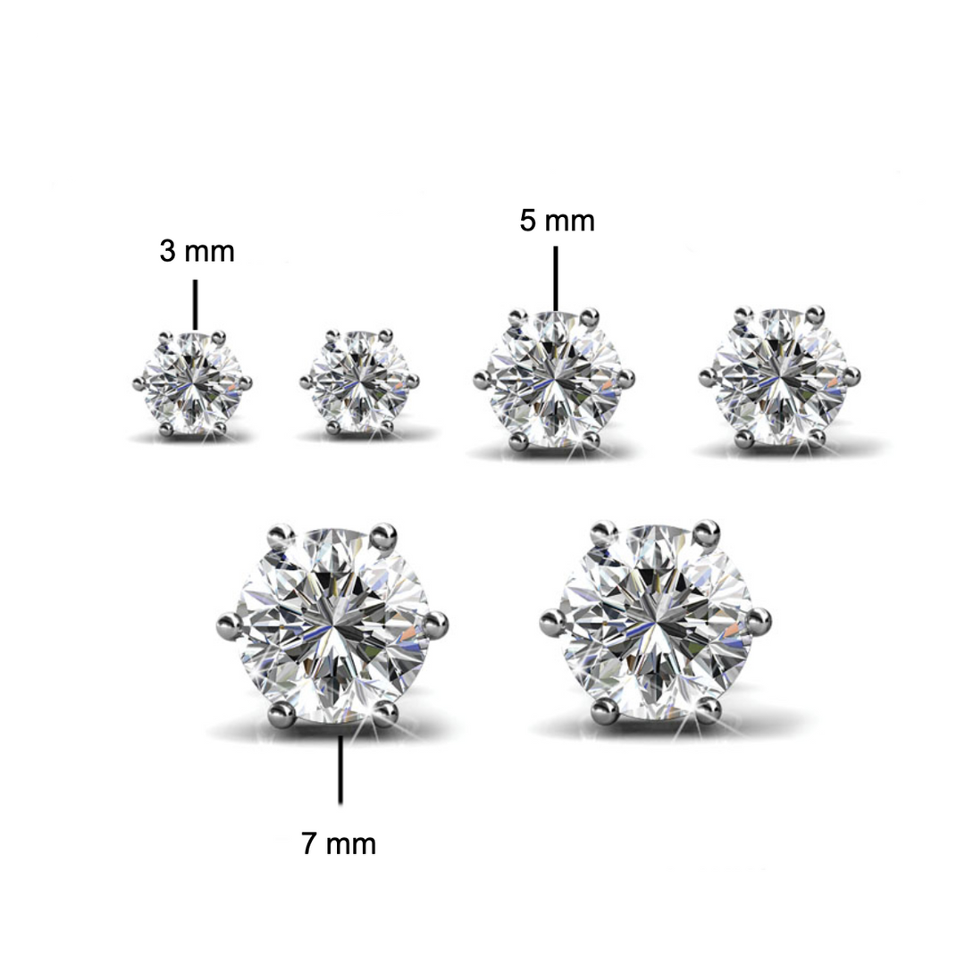 Levoire | Trinity de 3 paires de Boucles d'oreilles ornées de cristaux autrichien haute qualité - Livraison Offerte