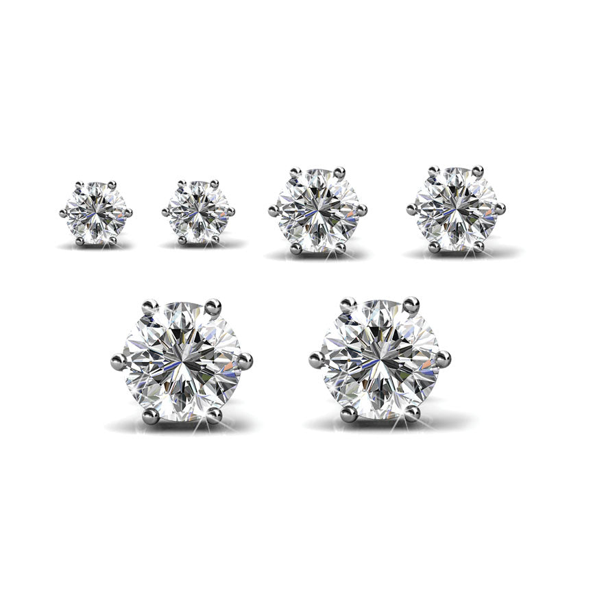 Levoire | Trinity de 3 paires de Boucles d'oreilles ornées de cristaux autrichien haute qualité - Livraison Offerte