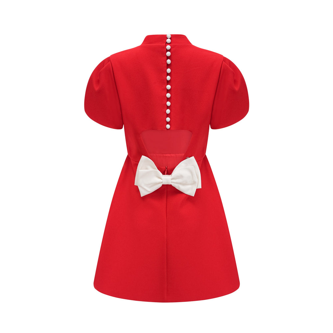 Levoire | Robe Mini À Découpe Baillement De Manche Pétale Rouge