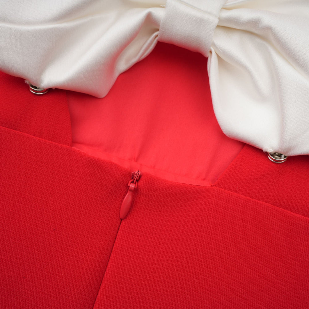 Levoire | Robe Mini À Découpe Baillement De Manche Pétale Rouge