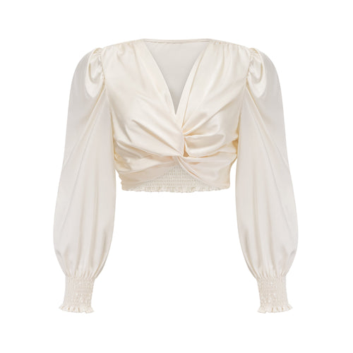 Levoire | Blanc Faux Fleur Twist Top Court