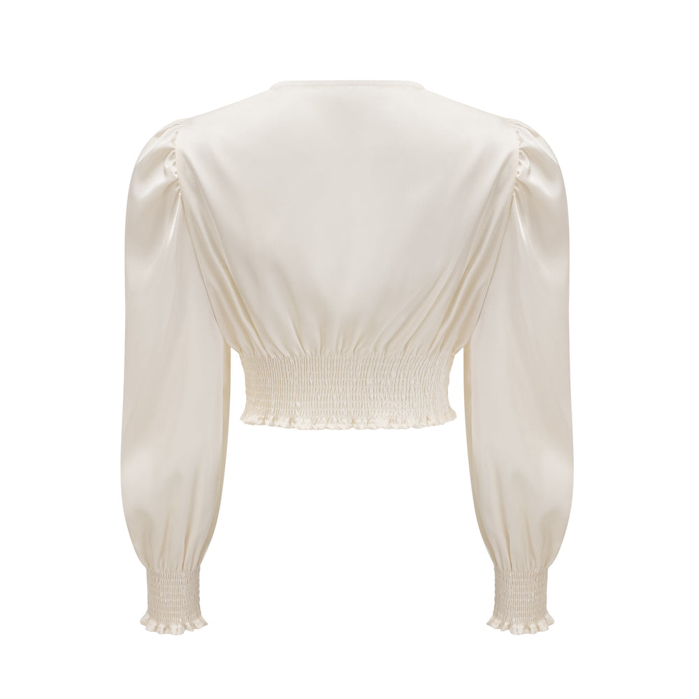 Levoire | Blanc Faux Fleur Twist Top Court