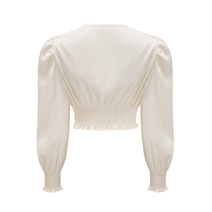 Levoire | Blanc Faux Fleur Twist Top Court