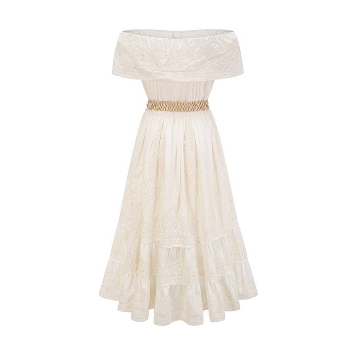 Levoire | Dentelle Tulle Midi Robe