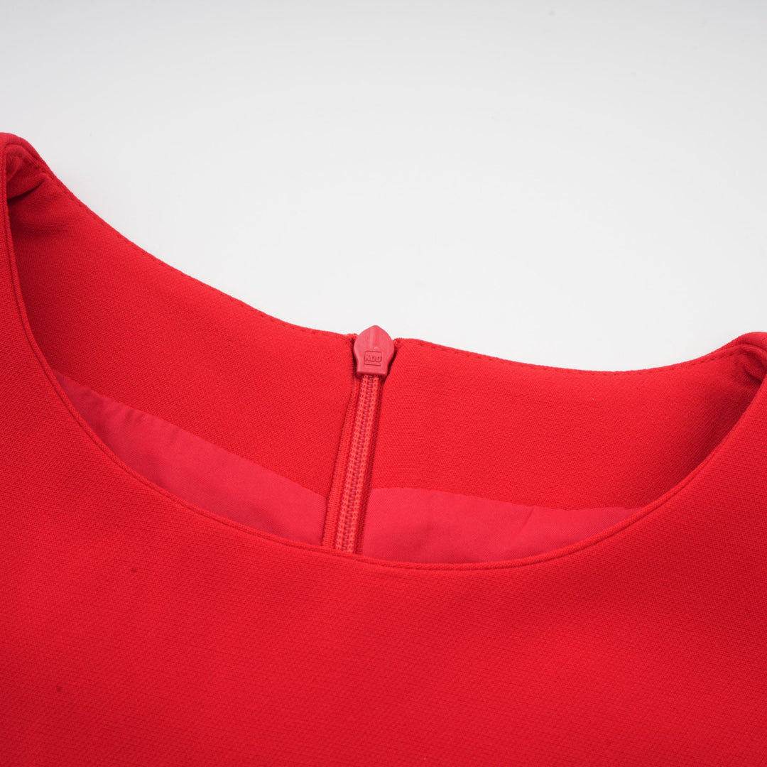 Levoire | Robe Rouge À Manches Longues Avec Décorations Florales