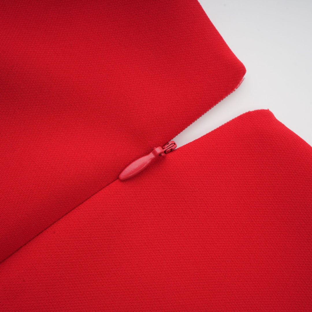 Levoire | Robe Rouge À Manches Longues Avec Décorations Florales